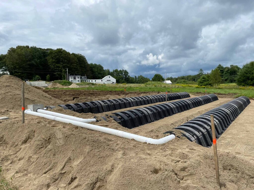 A photo of a septic system leech field in Maine.