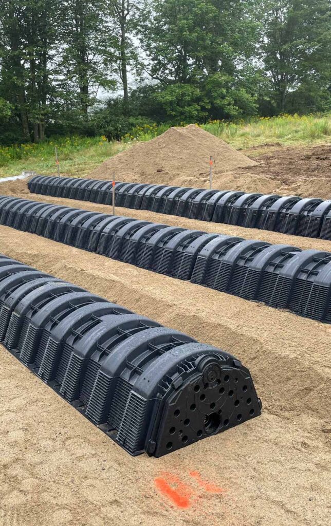 A septic system being installed.