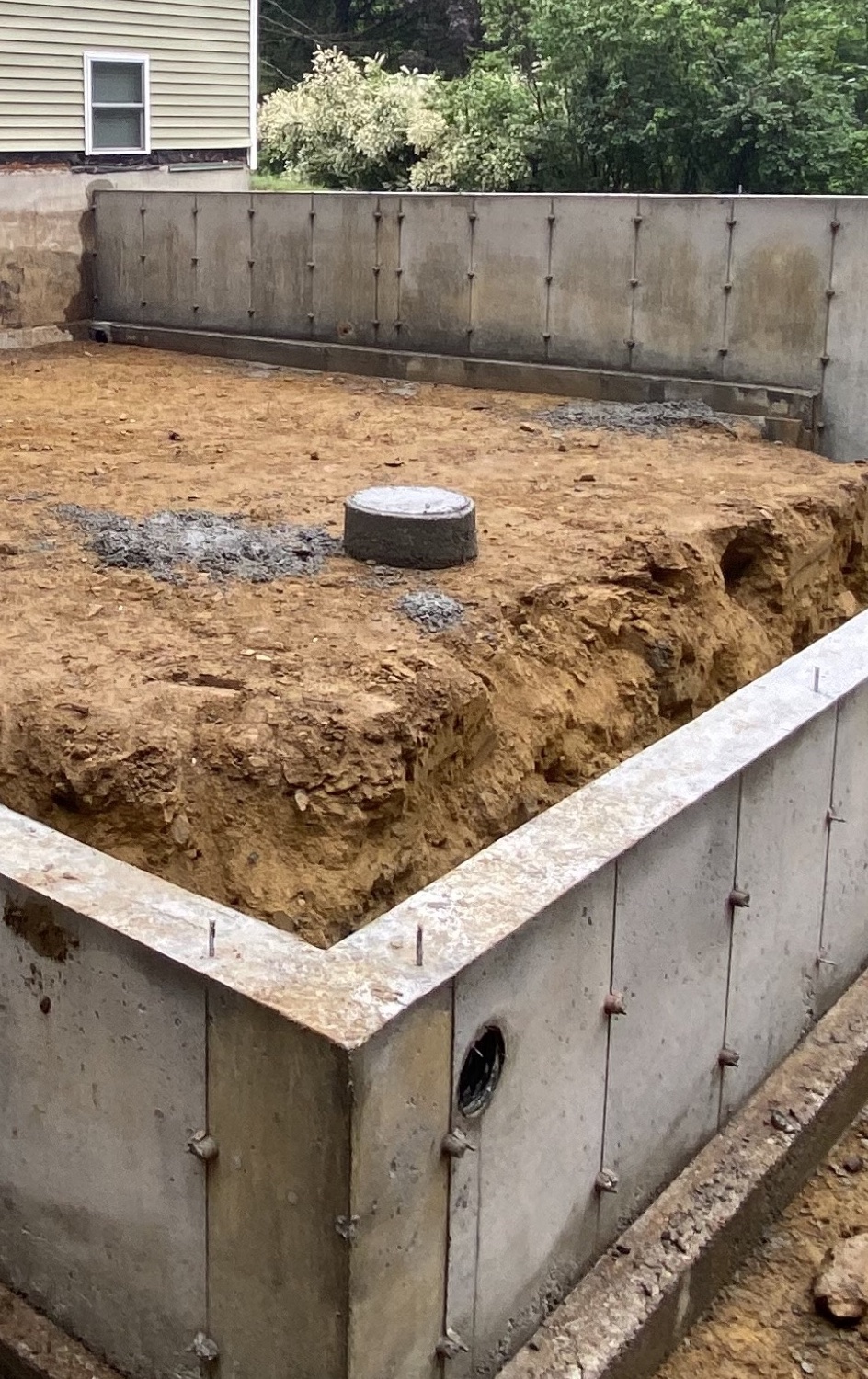 A photo of a foundation being installed.